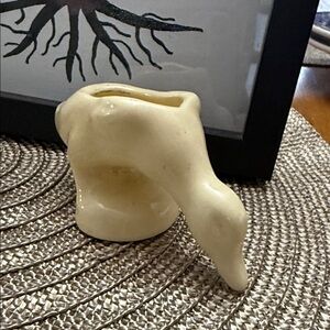 Cream Ceramic Abstract Drip Bud Vase